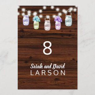 Rustic Mason Jar With Lights Wedding Table Numbers