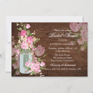 Rustic Mason Jar & Wood Bridal Shower Invite