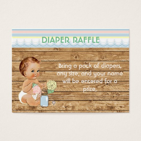 Rustic Mason Jar Wood Diaper Raffle Business Card