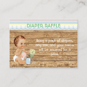 Rustic Mason Jar Wood Diaper Raffle Enclosure Card