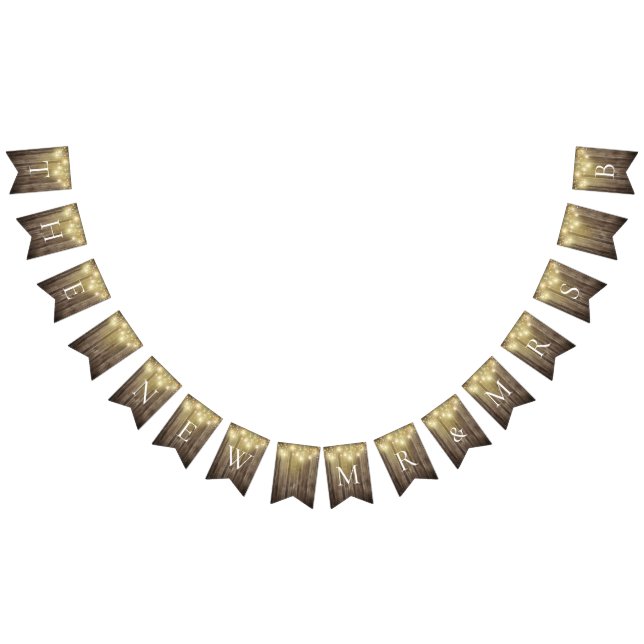 Rustic Mason Jar & Woodgrain Wedding Garden Party Bunting (All)