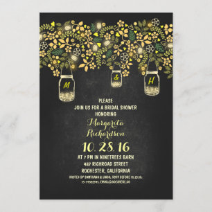 rustic mason jars chalkboard bridal shower invitation