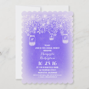 rustic mason jars cornflower blue bridal shower invitation