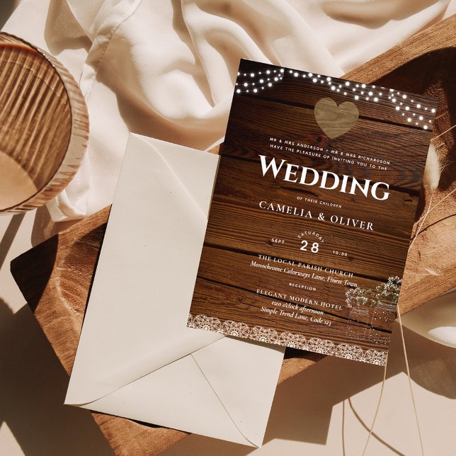 Rustic Mason Jars Lights Lace Gypsophilia WEDDING Flyer (Creator Uploaded)