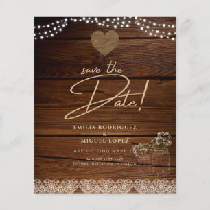 Rustic Mason Jars Lights Lace Gypsophilia WEDDING Flyer