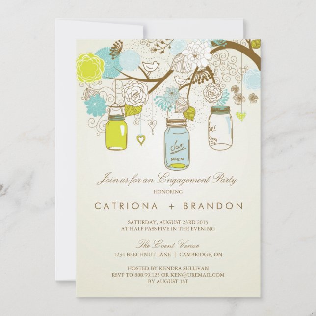 RUSTIC MASON JARS SPRING ENGAGEMENT PARTY INVITE (Front)