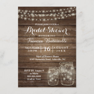 Rustic Mason Jars Wedding Bridal Shower Invitation
