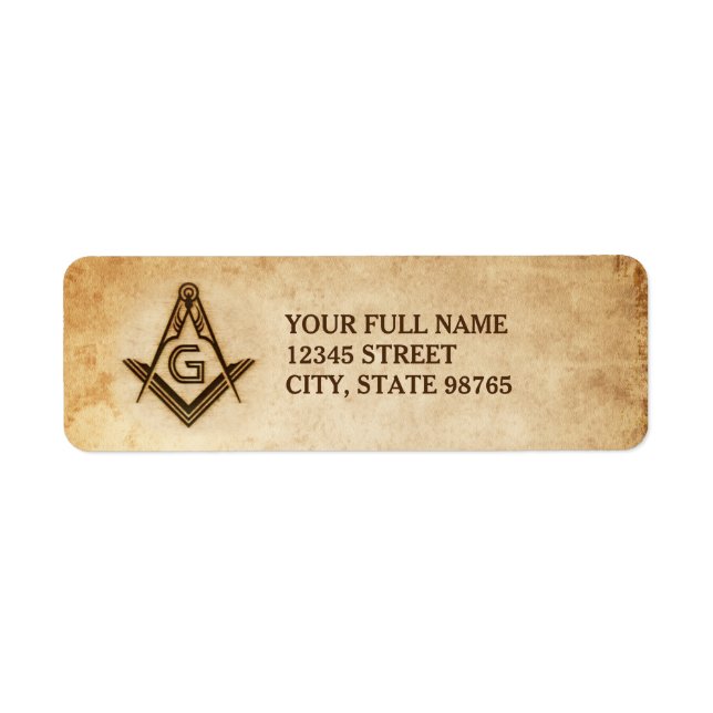 Rustic Masonic Address Labels | Old Parchment (Front)