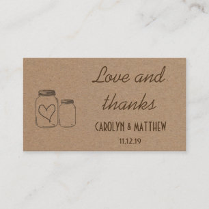 Rustic Masonjar Heart Wedding Love & Thanks Insert