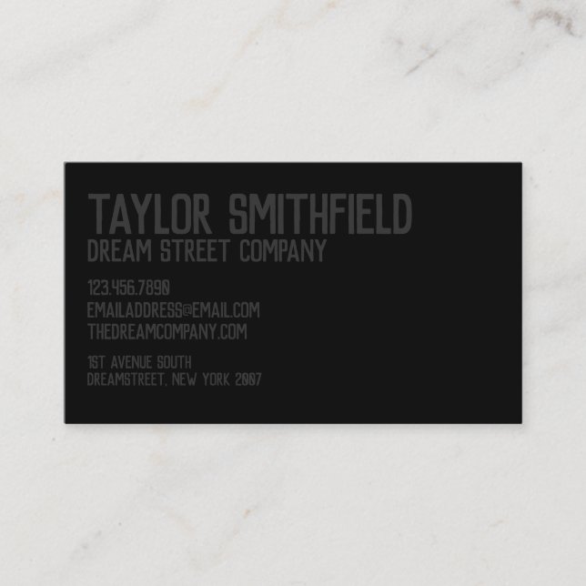 Rustic Matte Black Professional Business Card (Front)