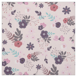 Rustic Mauve Pink & Plum Floral Trendy Pattern Fabric