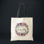Rustic Mauve Plum Purple Floral Bridesmaid Favour  Tote Bag<br><div class="desc">This chic and practical purple mauve floral tote is perfect for carrying wedding day essentials and makes a lovely keepsake. Easily personalise it with each bridesmaid's name for a special touch. Durable and stylish, this tote bag is a heartfelt way to show your appreciation and ensure your bridesmaids feel cherished...</div>