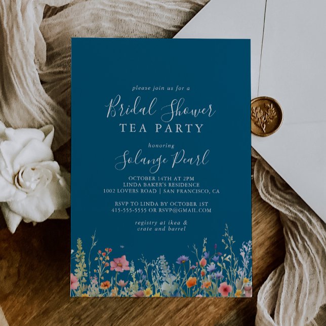 Rustic Meadow Botanical Bridal Shower Tea Party Invitation (Creator Uploaded)