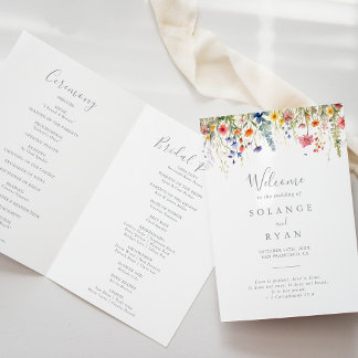 Rustic Meadow Botanical Folded Wedding Programme