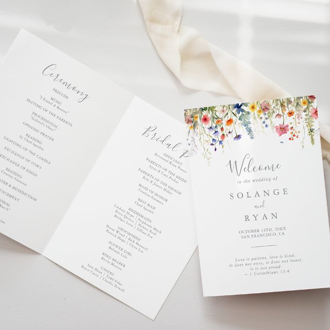 Rustic Meadow Botanical Folded Wedding Programme (Creator Uploaded)