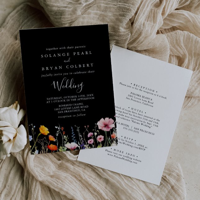 Rustic Meadow Botanical Front & Back Wedding Invitation (Creator Uploaded)