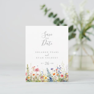 Rustic Meadow Botanical Save the Date Postcard