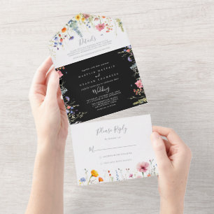 Rustic Meadow Botanical Wedding     All In One Invitation
