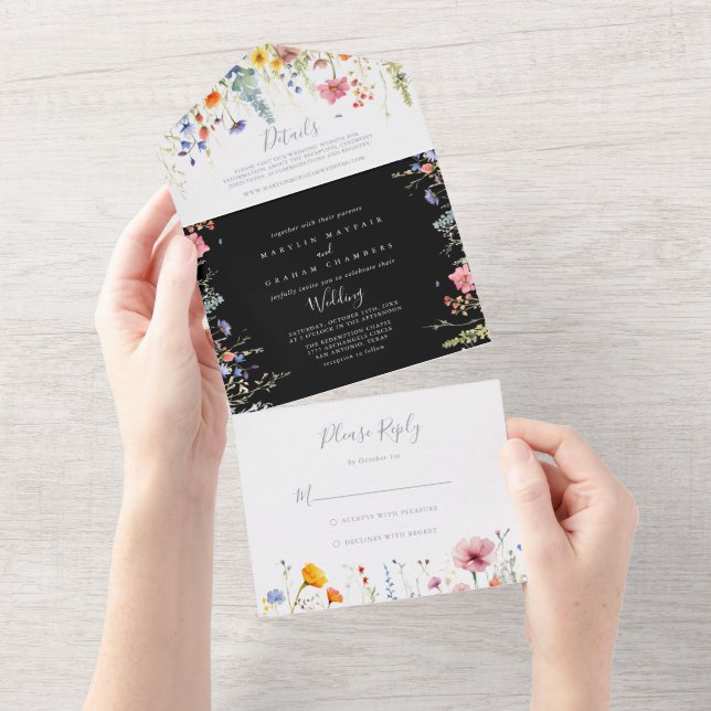 Rustic Meadow Botanical Wedding     All In One Invitation (Tearaway)