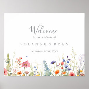 Rustic Meadow Botanical Wedding Welcome Sign
