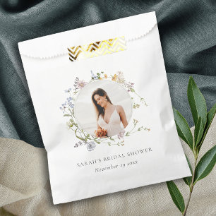 Rustic Meadow Floral Wreath Photo Bridal Shower Favour Bags