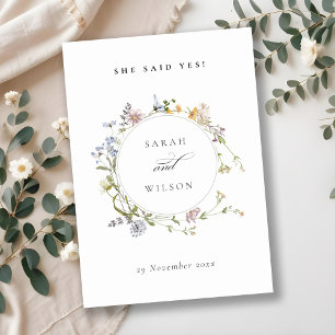 Rustic Meadow Floral Wreath She Said Yes  Invitation
