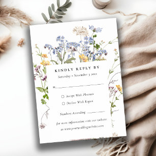 Rustic Meadow Floral Wreath Wedding Mini RSVP Enclosure Card