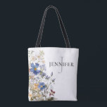 Rustic Meadow Wildflowers Monogram Tote Bag<br><div class="desc">This simple but elegant monogram tote bag design features a rustic watercolor bouquet of purple,  yellow,  white and burgundy meadow wildflowers with greenery. Makes a great bridesmaid gift too! Created by Simply Farmhouse Press.</div>