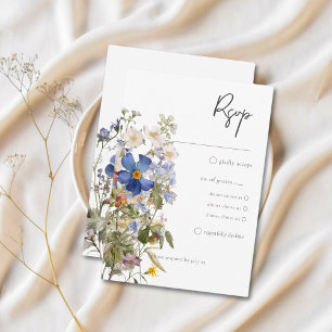 Rustic Meadow Wildflowers Purple Watercolor Dinner RSVP Card
