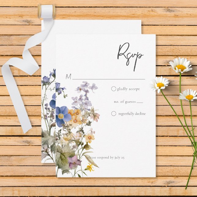 Rustic Meadow Wildflowers Purple Watercolor RSVP Card (Creator Uploaded)