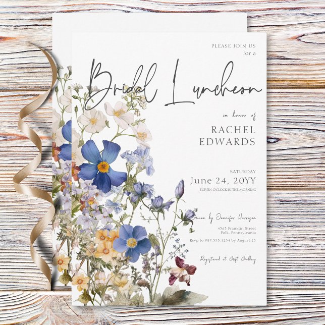 Rustic Meadow Wildflowers Watercolor Bridal Lunch Invitation (Rustic Meadow Wildflowers Watercolor Bridal Lunch Invitation)