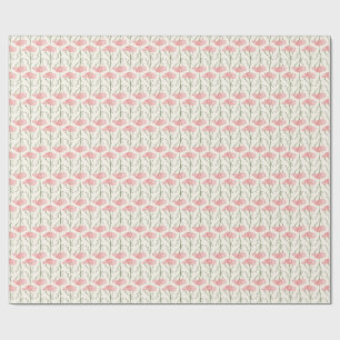 Rustic Meadow Yarrow Stems Botanical Light Coral Wrapping Paper