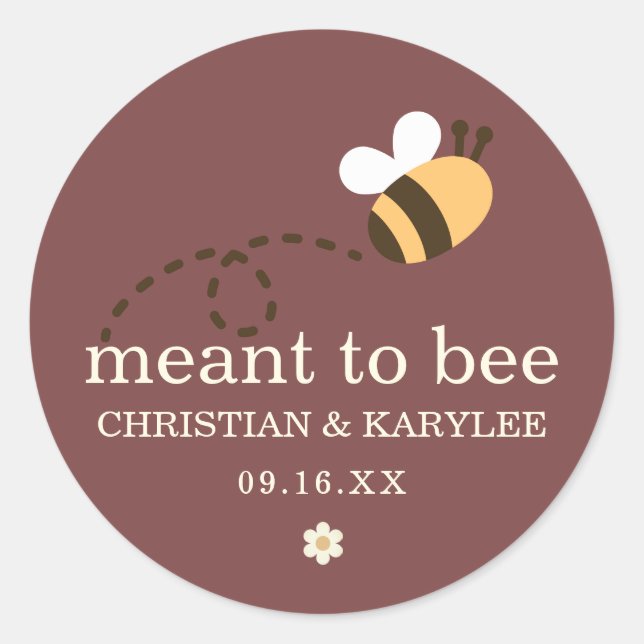 Rustic Meant To Bee Wedding Classic Round Sticker (Front)