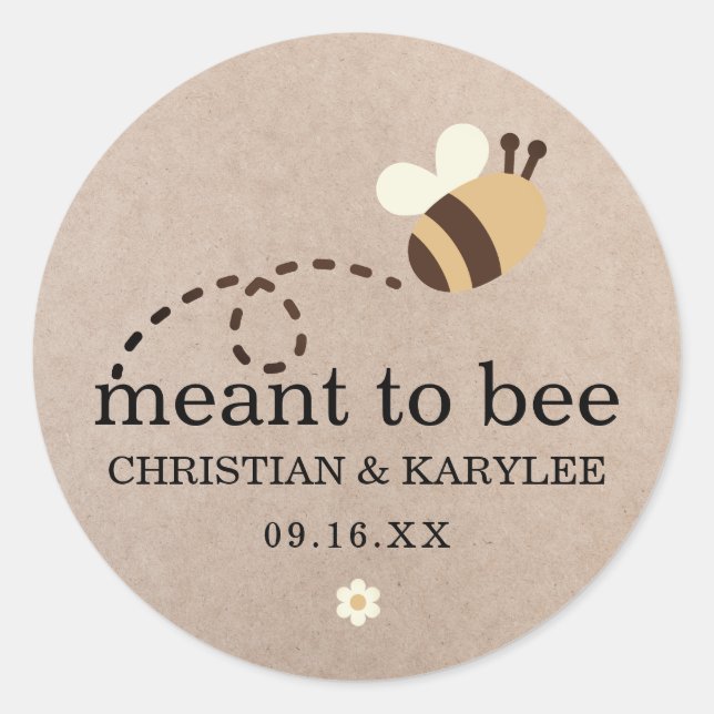 Rustic Meant To Bee Wedding Classic Round Sticker (Front)