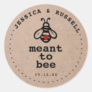 Rustic Meant To Bee Wedding Classic Round Sticker