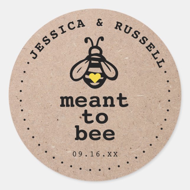Rustic Meant To Bee Wedding Classic Round Sticker (Front)