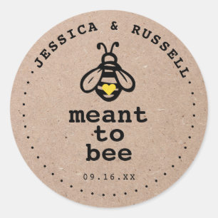 Rustic Meant To Bee Wedding Classic Round Sticker
