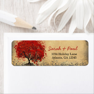 Rustic Mediaeval Renaissance Red Heart Leaf Tree