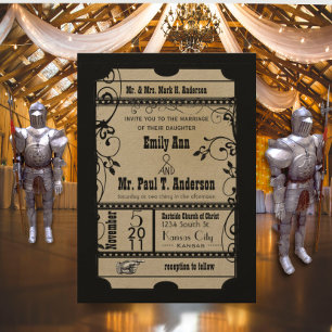 Rustic Mediaeval Renaissance Ticket Wedding Invitation