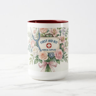 Rustic Medical Wall Decor – Yellow Botanical Steth Two-Tone Coffee Mug