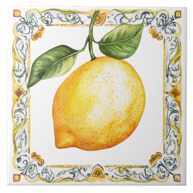 Rustic Mediterranean Lemon Tuscany Tile (Front)