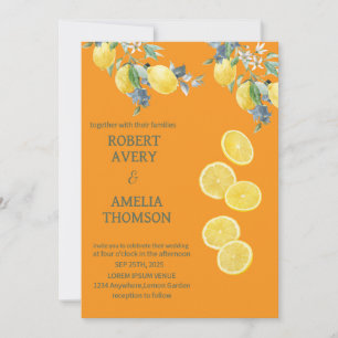 Rustic Mediterranean Lemon Wedding Invitation