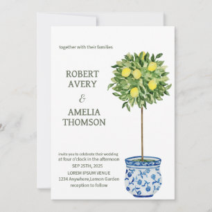 Rustic Mediterranean Lemon Wedding Invitation