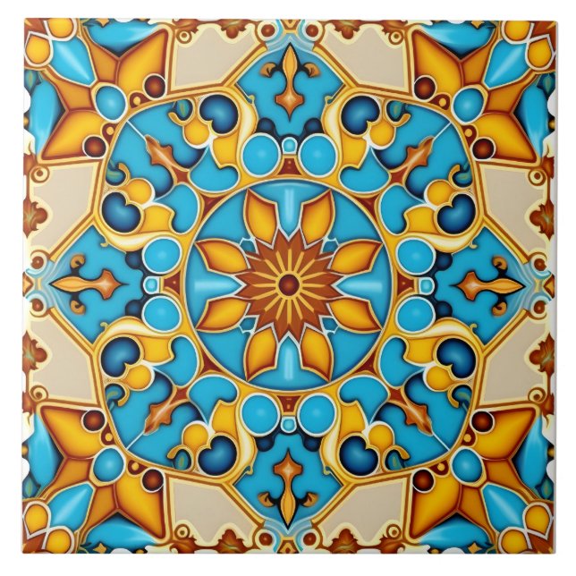 Rustic Mediterranean Spanish Azulejo Decorative Tile (Front)