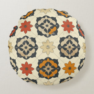 Rustic Mediterranean Tile Round Cushion