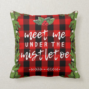 Rustic Meet Me Under The Mistletoe Christmas Cushion