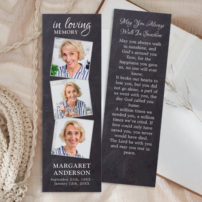 Rustic Memorial 3 Photo Funeral Poem Bookmark (Creator Uploaded)