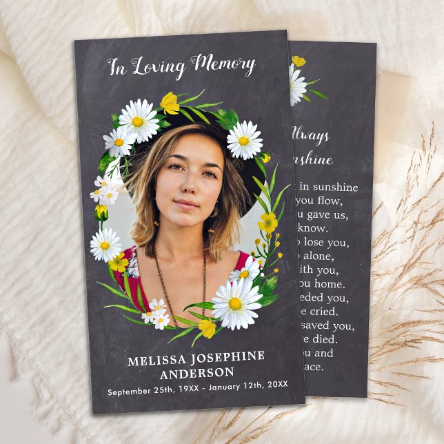 Rustic Memorial Floral Funeral Prayer Card Photo  (Creator Uploaded)