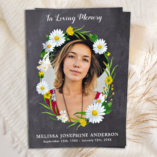 Rustic Memorial Floral Photo Prayer Card Funeral