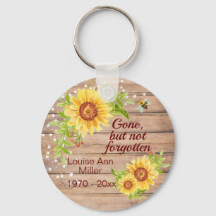 Rustic Memorial Gone But Not Forgotten Sunflower Key Ring
